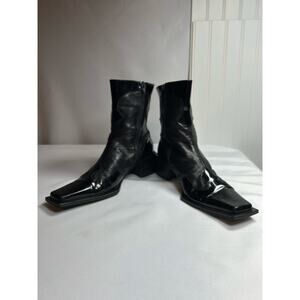 Gruppo Italiano ITALY women’s leather black western boots Sz 11 peeling inside